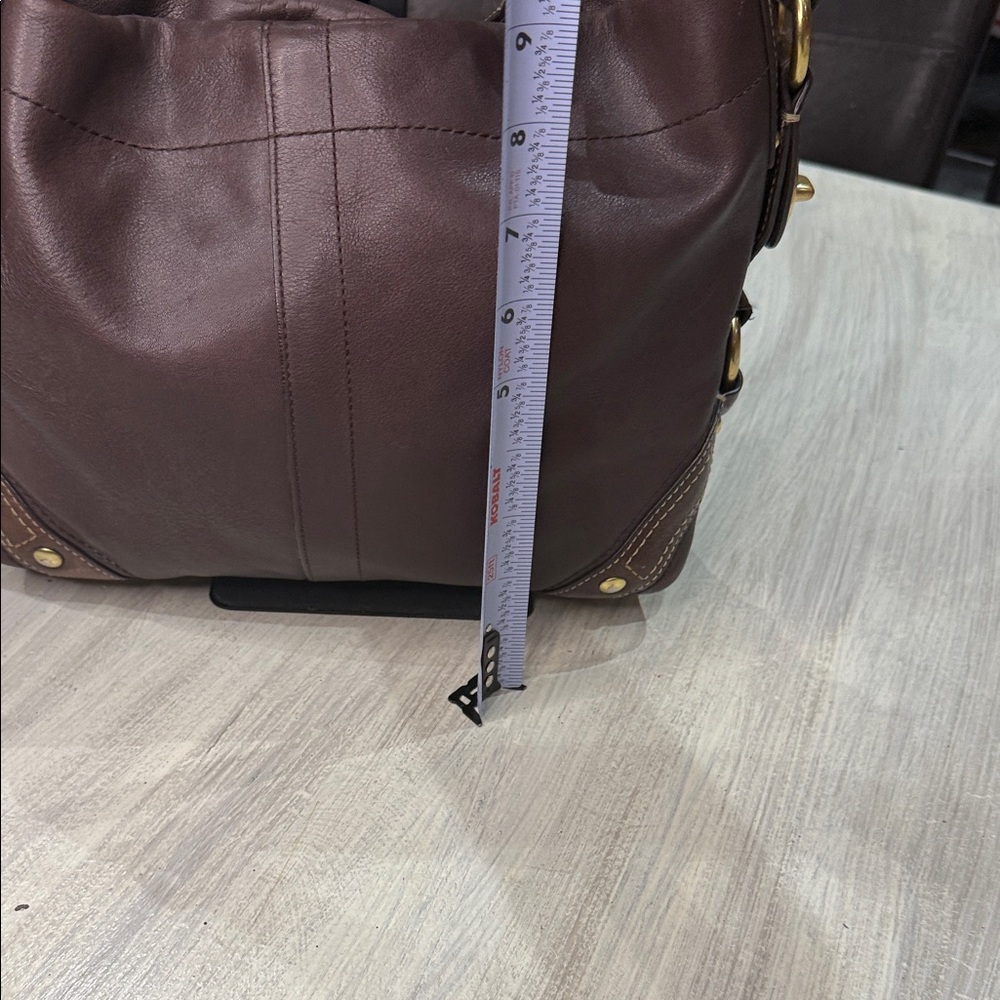 Coach Chocolate Leather Shoulder Bag with Gold Hardware - Picture 8 of 11